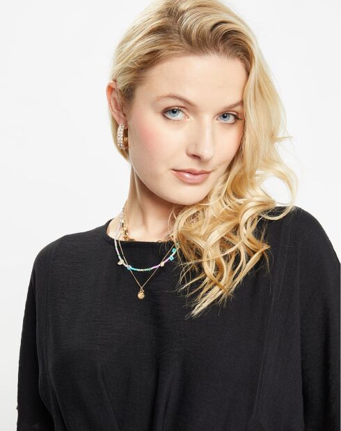 Schwarzes kurzes Crêpe-Kleid Anissa