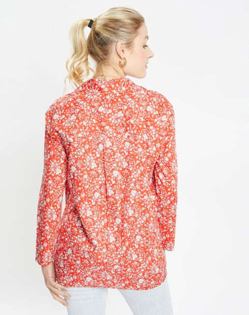 Chemise droite Pegy à fleurs rouge