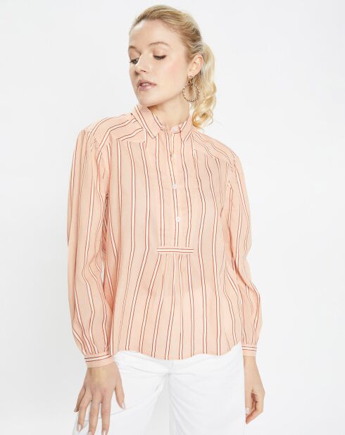 Chemise en Coton mélangé Ana rayée rose orangé