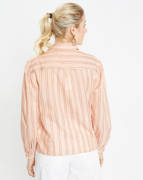 Chemise en Coton mélangé Ana rayée rose orangé