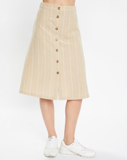 Jupe en Lin mélangé Bono rayé beige