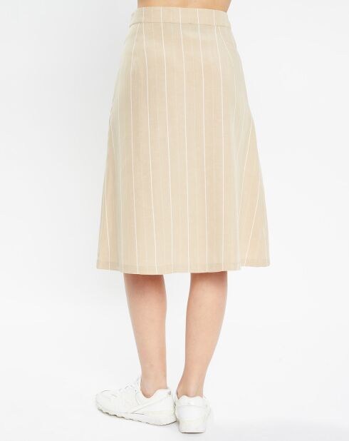 Jupe en Lin mélangé Bono rayé beige