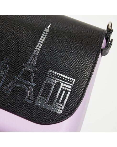 Sac bandoulière Glam orchidée/noir - 27x8x19 cm