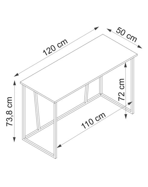 Bureau Lissa chêne/blanc - 120x50x72 cm
