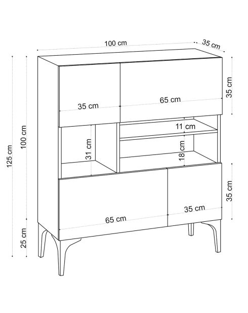Console Krista chêne - 100x35x125 cm