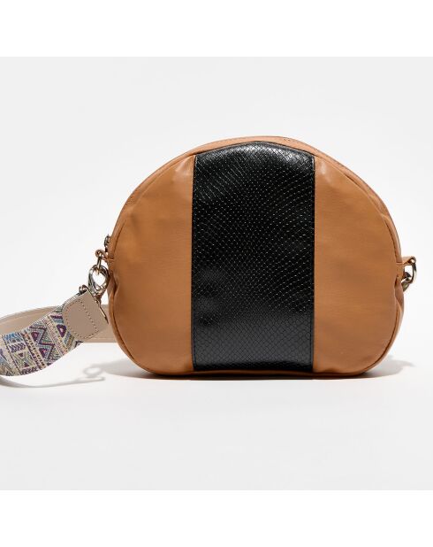 Sac bandoulière Sunrise marron/noir - 25x6x22 cm