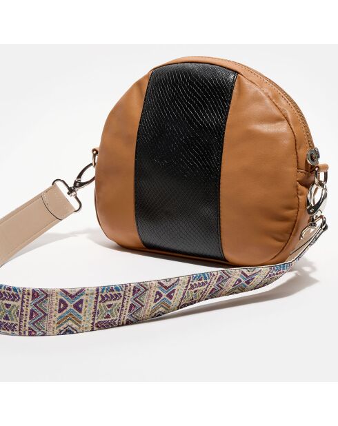 Sac bandoulière Sunrise marron/noir - 25x6x22 cm