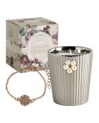 Bougie Bijoux parfumée Célébrations Exquises Fleur de Coton argentée - 1 mèche 50h