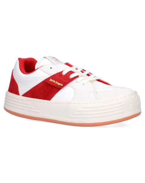 Baskets en Cuir blanc/rouge