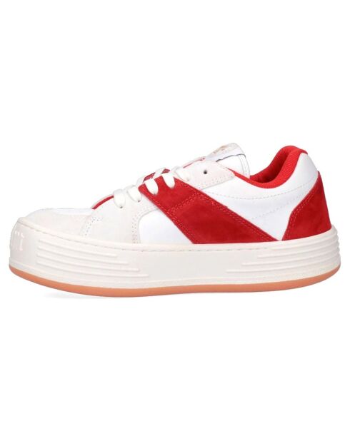 Baskets en Cuir blanc/rouge