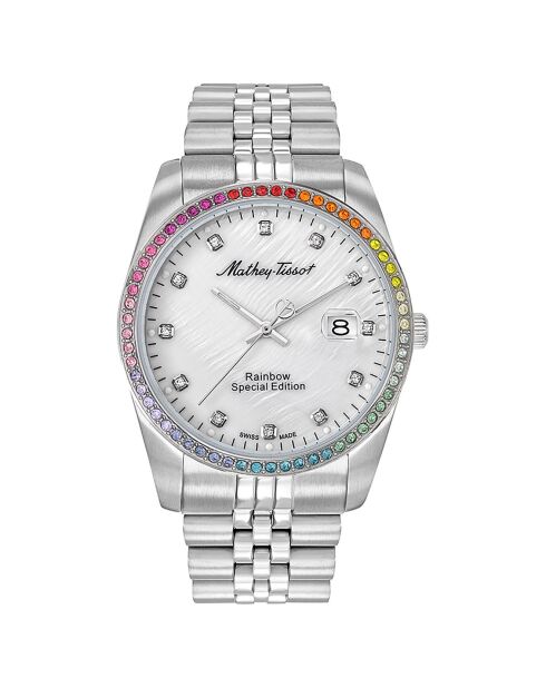 Montre Mixte Quartz en Acier Mathy Rainbow argentée