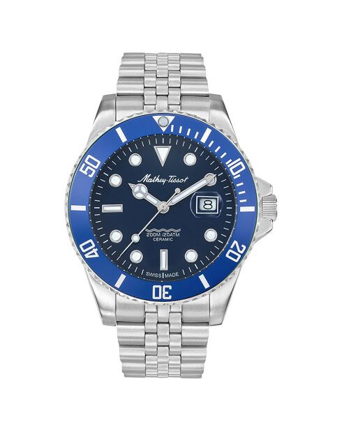 Montre Homme Quartz en Acier Mathy Ceramic argentée