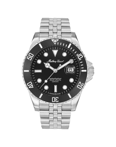 Montre Homme Quartz en Acier Mathy Ceramic argentée
