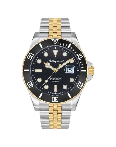 Montre Homme Quartz en Acier Mathy Ceramic argenté/doré
