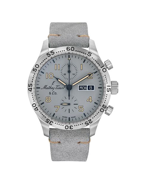 Montre Homme Automatique en Cuir Type 21 Chrono Auto gris clair