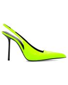 Slingbacks en Cuir verni Kiss jaune fluo - Talon 10.5 cm