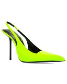 Slingbacks en Cuir verni Kiss jaune fluo - Talon 10.5 cm