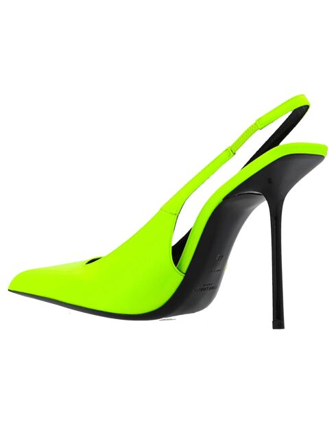 Slingbacks en Cuir verni Kiss jaune fluo - Talon 10.5 cm