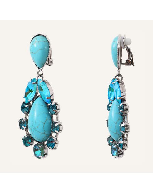 Boucles d'oreilles Ethnic Turquoise argenté/turquoise