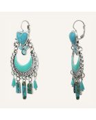 Boucles d'oreilles Indian Song argenté/turquoise