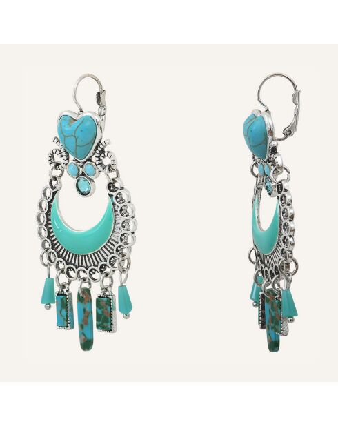 Boucles d'oreilles Indian Song argenté/turquoise