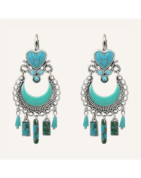 Boucles d'oreilles Indian Song argenté/turquoise