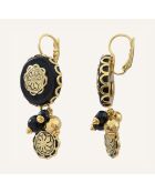 Boucles d'oreilles Amazones Agate doré/noir