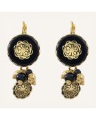 Boucles d'oreilles Amazones Agate doré/noir