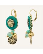 Boucles d'oreilles Amazones Aventurine doré/vert