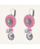 Boucles d'oreilles Amazones Jade & Verre argenté/rose