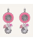 Boucles d'oreilles Amazones Jade & Verre argenté/rose