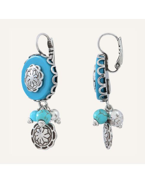 Boucles d'oreilles Amazones Howlite argenté/turquoise