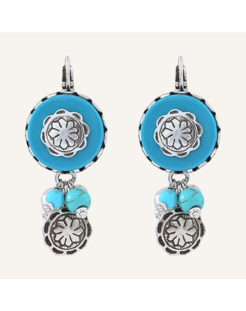 Boucles d'oreilles Amazones Howlite argenté/turquoise