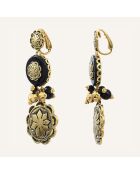 Boucles d'oreilles Amazones Agate doré/noir