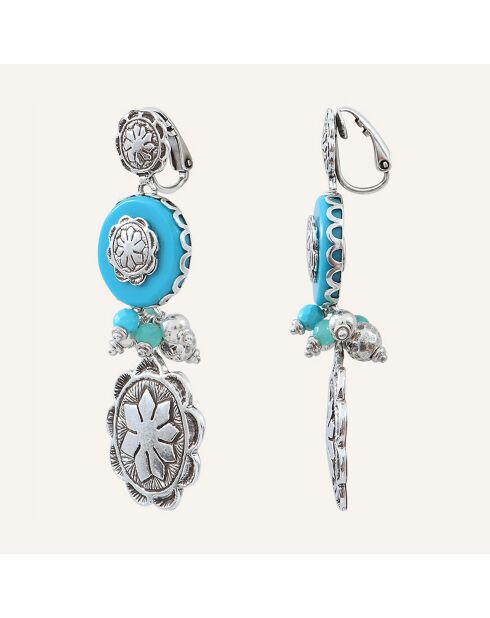 Boucles d'oreilles Amazones Jade & Howlite argenté/turquoise