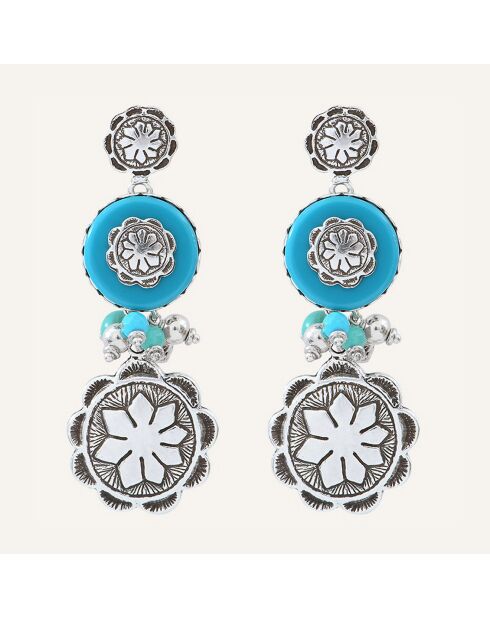 Boucles d'oreilles Amazones Jade & Howlite argenté/turquoise