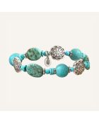 Bracelet Ethnic Howlite argenté/turquoise