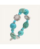 Bracelet Ethnic Howlite argenté/turquoise