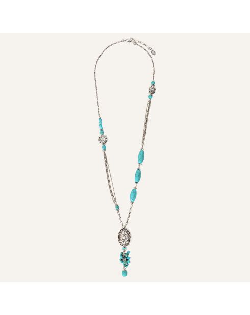Collier Ethnic Howlite argenté