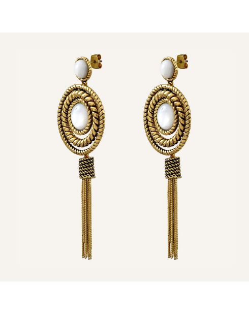 Boucles d'oreilles Arizona Nacre doré/blanc