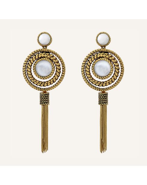 Boucles d'oreilles Arizona Nacre doré/blanc
