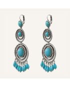 Boucles d'oreilles Arizona Howlite argenté/turquoise