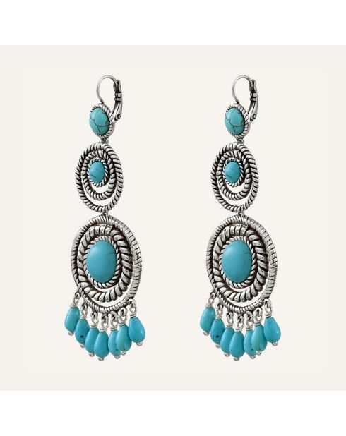 Boucles d'oreilles Arizona Howlite argenté/turquoise