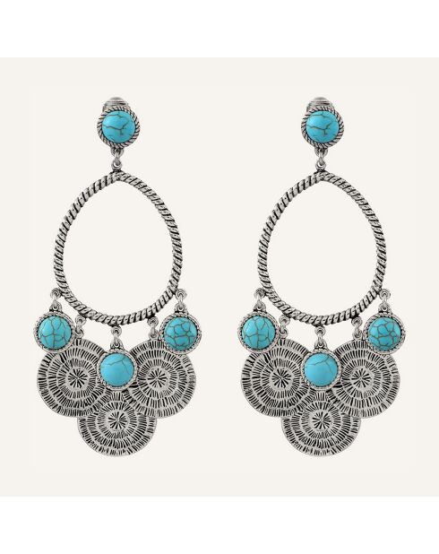 Boucles d'oreilles Arizona Howlite argenté/turquoise
