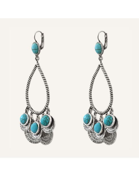 Boucles d'oreilles Arizona Howlite argenté/turquoise