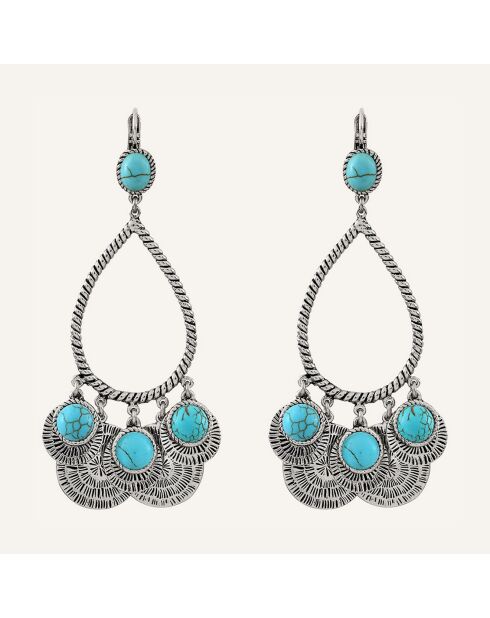 Boucles d'oreilles Arizona Howlite argenté/turquoise