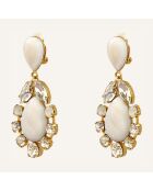 Boucles d'oreilles Sparkling Coquillage & Cristaux Swarovski doré/blanc