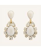 Boucles d'oreilles Sparkling Coquillage & Cristaux Swarovski doré/blanc