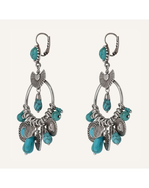 Boucles d'oreilles L'Essence du Coeur Howlite argentées