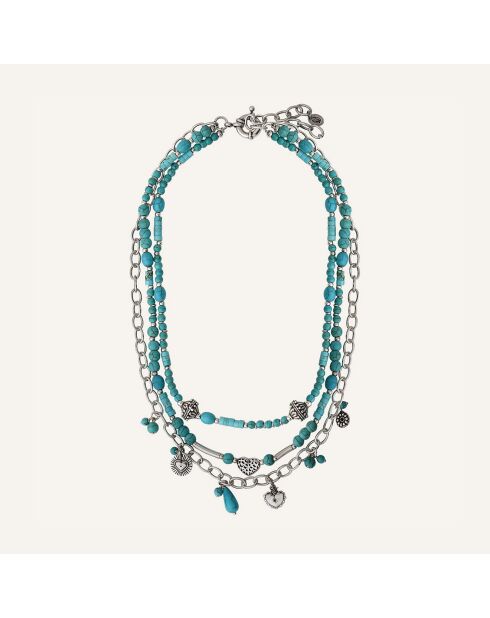 Collier L'Essence du Coeur Howlite argenté/turquoise
